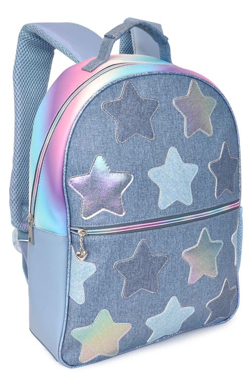 Shop Omg Accessories Kids' Star Denim Backpack & Stuff Pouch Set In Denim Blue