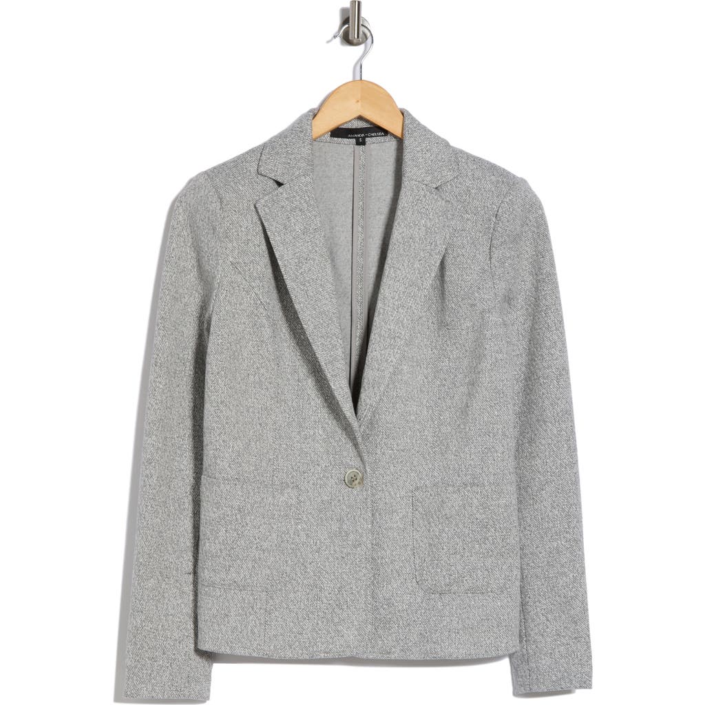 Amanda & Chelsea Notch Lapel Brushed Ribbed Blazer In Grey