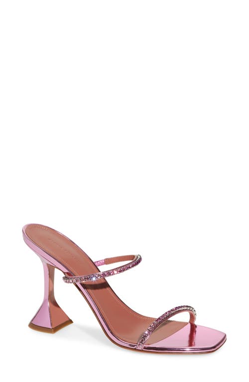 AMINA MUADDI AMINA MUADDI GILDA CRYSTAL STRAP METALLIC SLIDE SANDAL