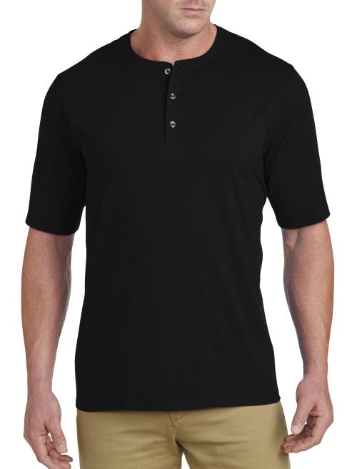 Shop Harbor Bay By Dxl Wicking Jersey Henley Shirt In Black