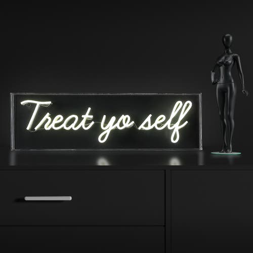 Jonathan Y Treat Contemporary Glam Acrylic Box Usb Operated Led Neon Light In White