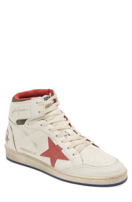 Golden Goose Sky-star High Top Sneaker In White/army Green/red