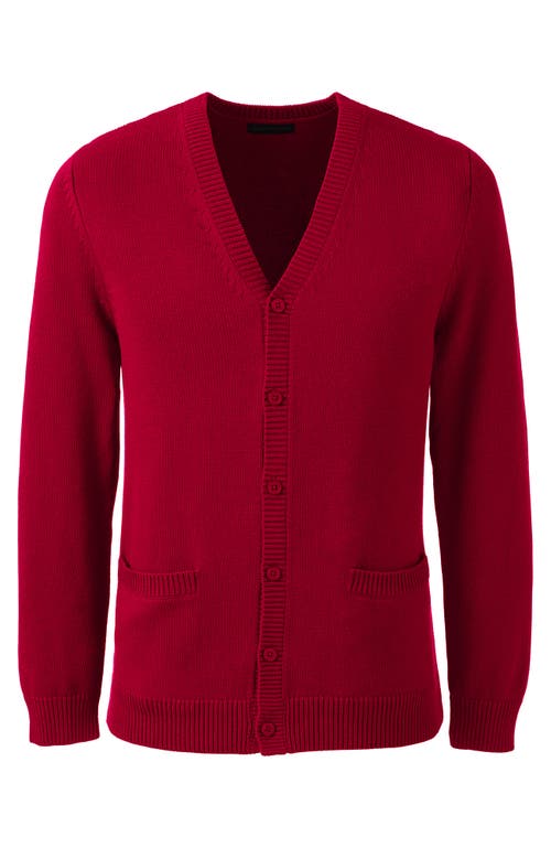 Shop Lands' End School Uniform  Cotton Modal Button Front Cardigan Sweater In Red