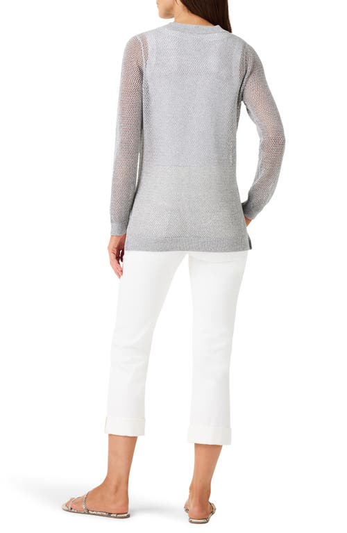 Shop Nic + Zoe Nic+zoe Metallic Mesh Stitch Sweater In Tarragon