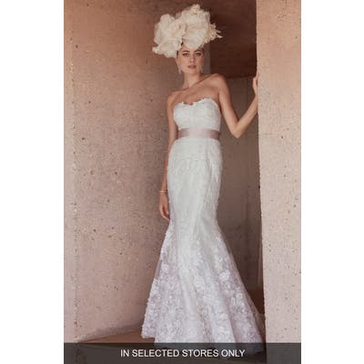 Watters Seymour Strapless Lace Trumpet Wedding Dress, Size IN STORE ONLY - Ivory