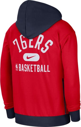Philadelphia 76ers Nike 2021/22 City Edition Courtside Heavyweight Fleece  Full-Zip Hoodie - Red/Navy