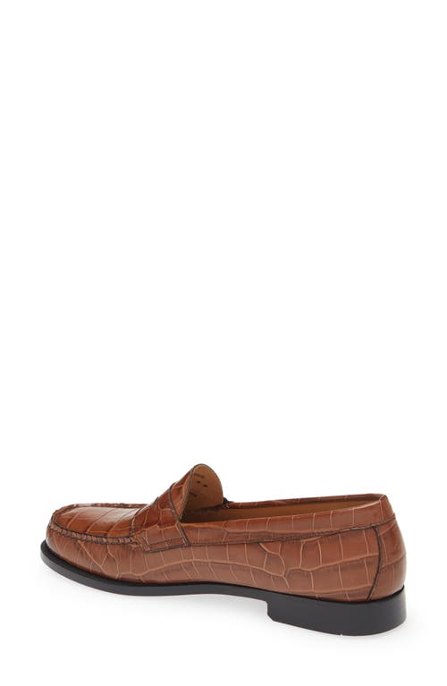 Shop G.h.bass Logan Croc Embossed Penny Loafer In Whiskey