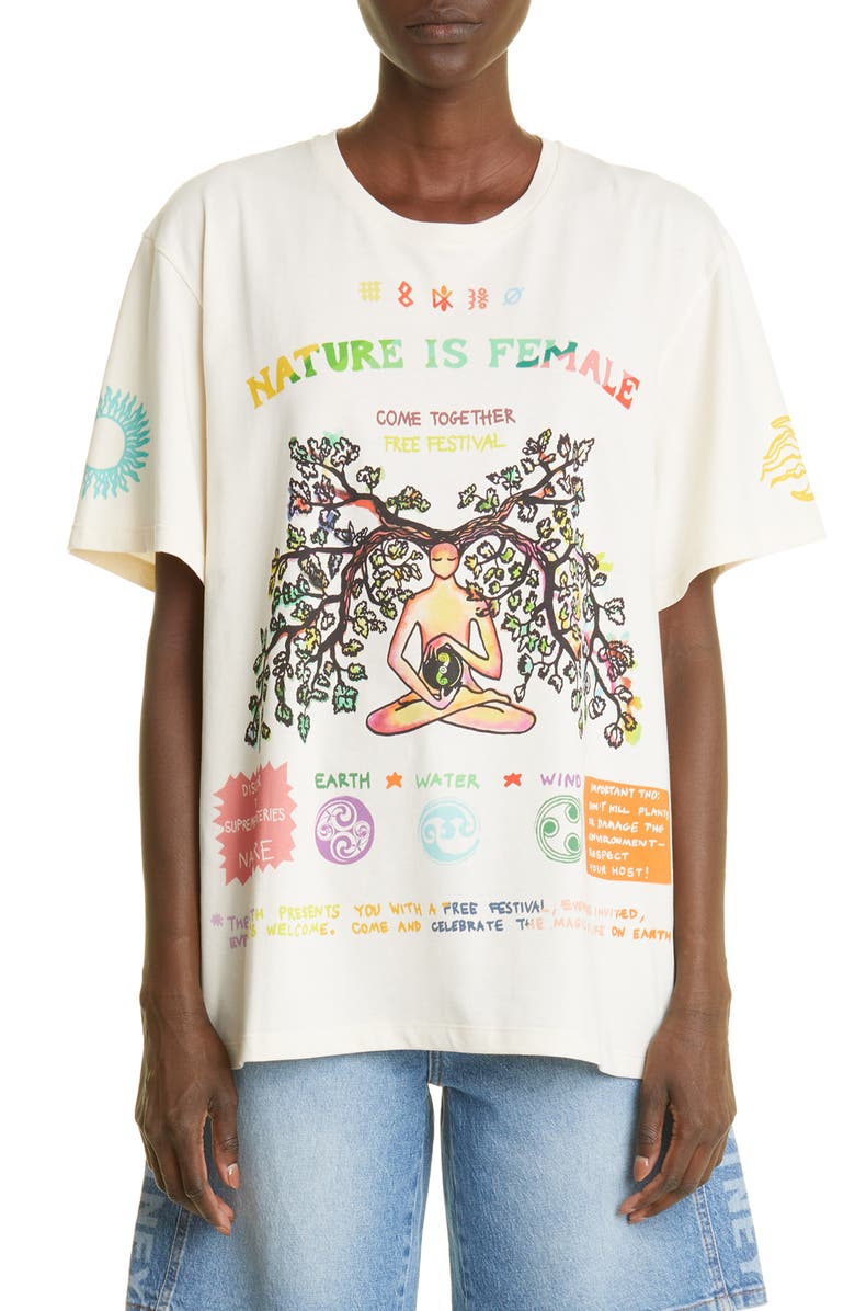 Nature Is Female Cotton Graphic T-Shirt