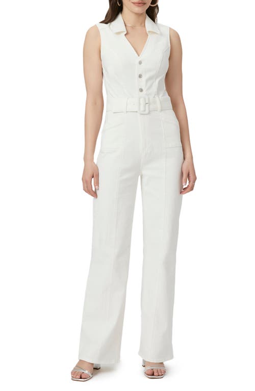 Paige Sasha Belted Denim Jumpsuit In Tonal Ecru