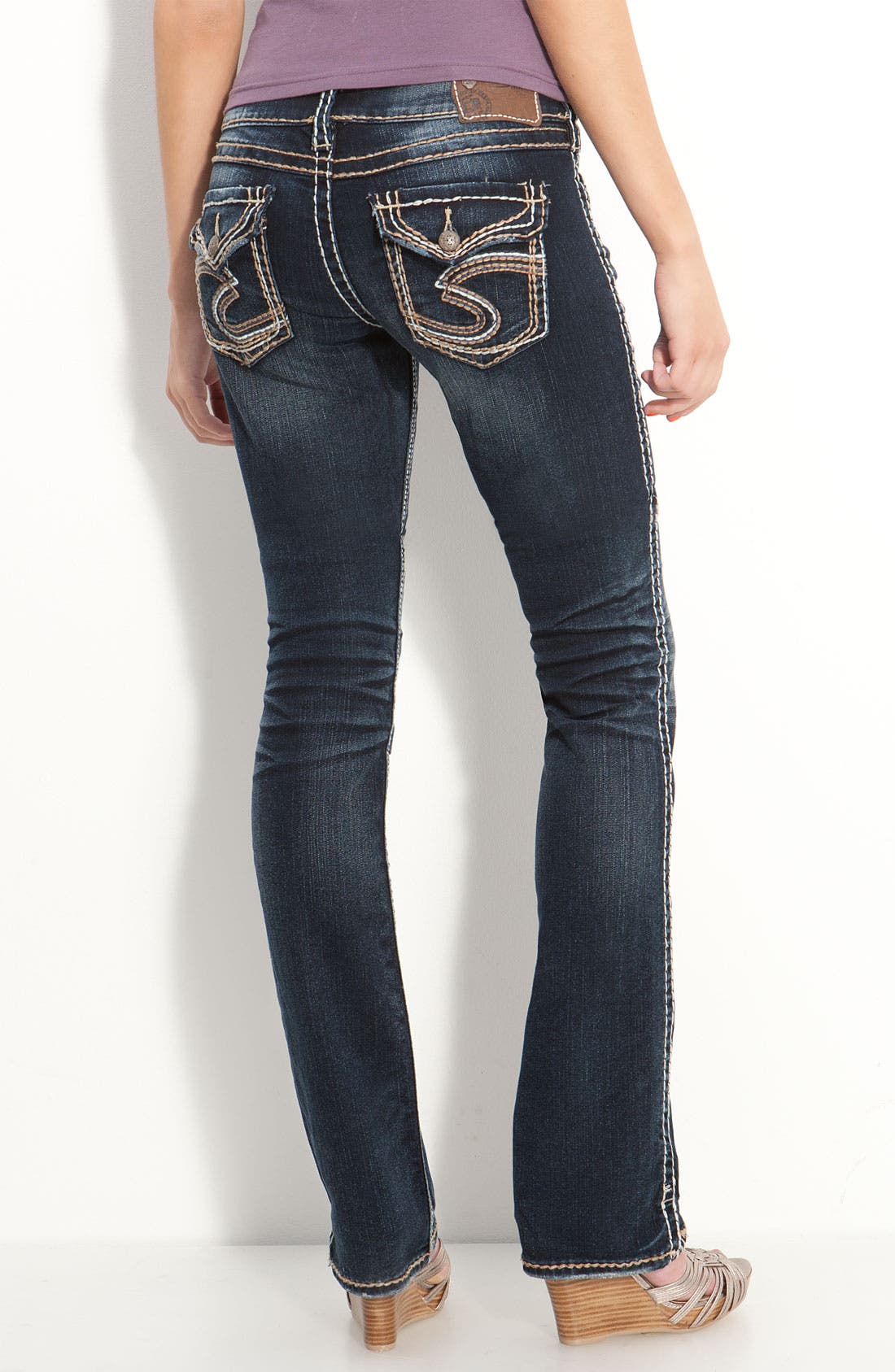 silver slim bootcut jeans