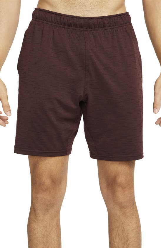 Nike Men's Yoga Dri-fit Shorts In Burgundy Crush/ Velvet Brown