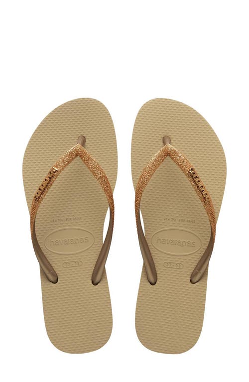 Shop Havaianas Slim Glitter Ii Flip Flop In Sand Golden