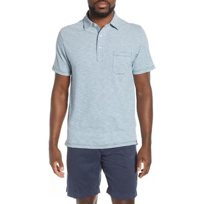 Faherty Stripe Polo, Blue