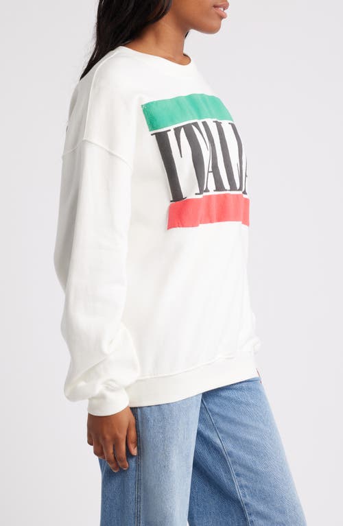 Daydreamer Italia Cotton Graphic Cotton Sweatshirt In Vintage White