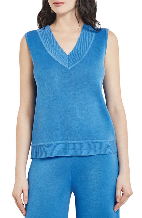 Misook Rib V-Neck Sleeveless Sweater Adriatic Blue at Nordstrom,