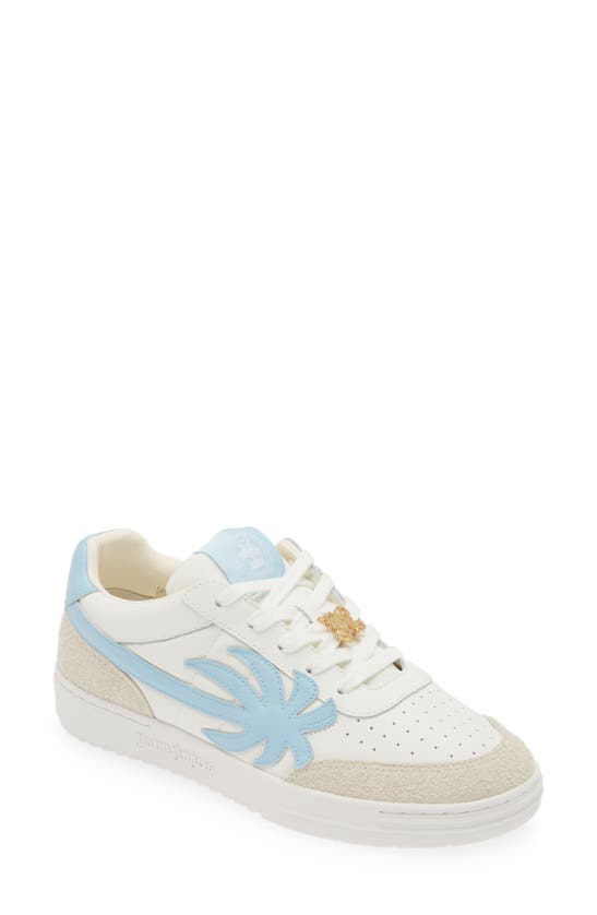 Shop Palm Angels Palm Beach University Sneaker In White/ Light Blue