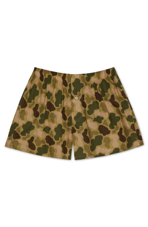 Shop Druthers Nyc Organic Cotton Duck Camo Boxer Short In Olive