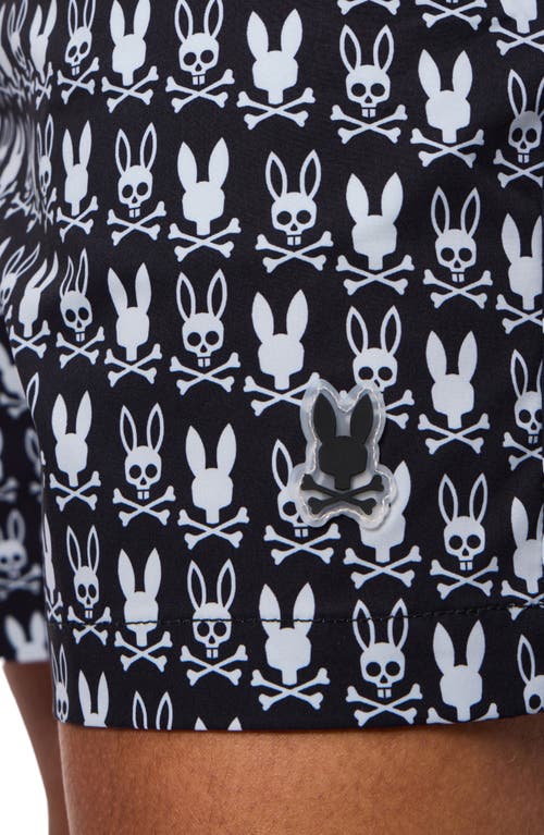 Psycho Bunny Tilden Print Swim Trunks In Black