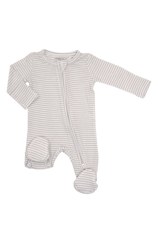 Angel Dear Babies' Stripe Zip Footie In Grey