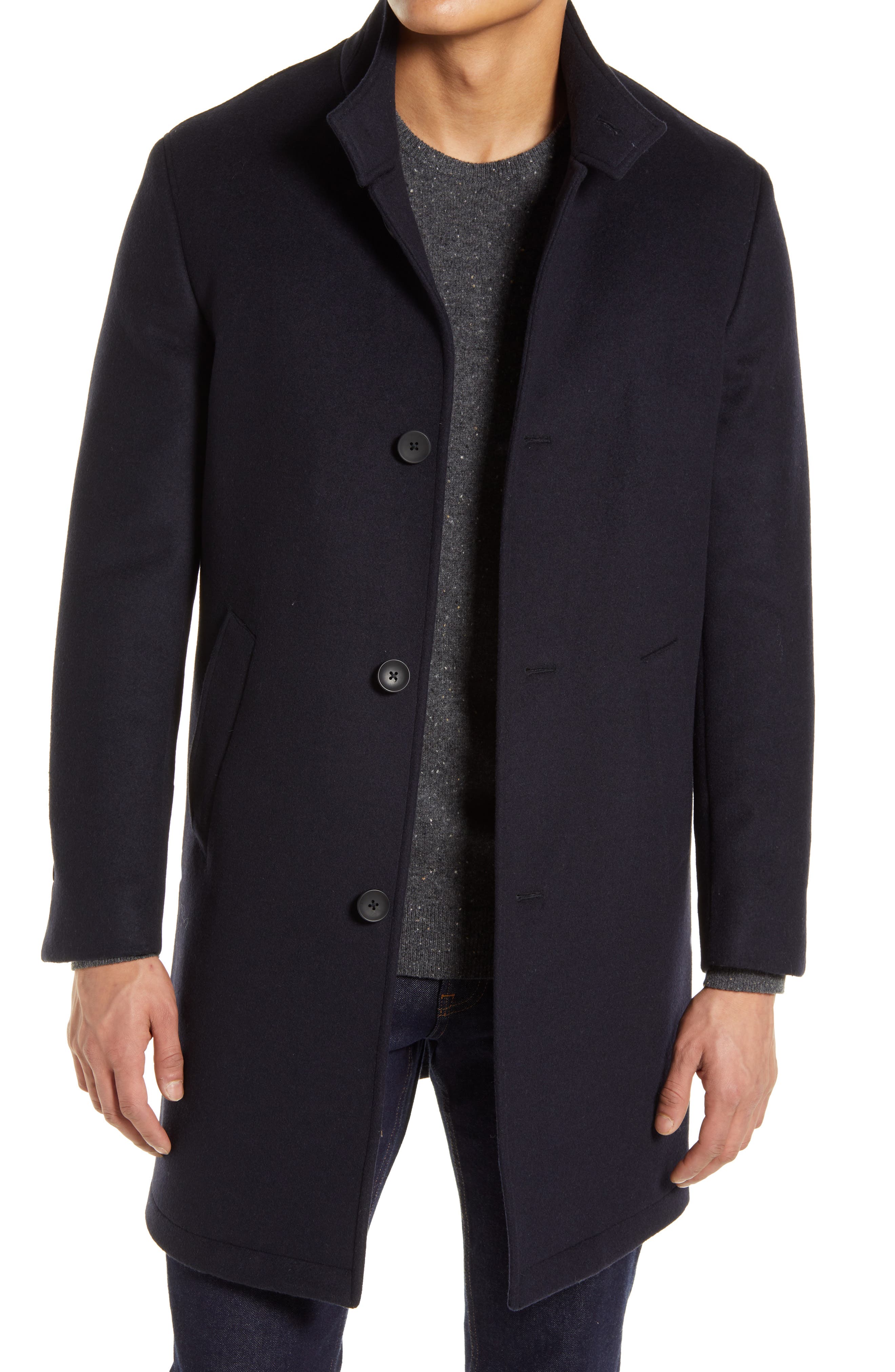 grey peacoat men