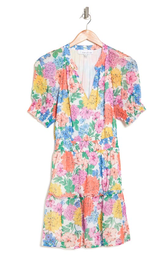 Adelyn Rae Floral Puff Sleeve Chiffon Fit & Flare Dress In Multi