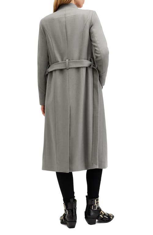 Shop Allsaints Riley Wool Blend Belted Coat In Ultimate Grey