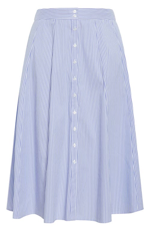 Shop City Chic Skylight Button Front Skirt In Skyblue/wht Stripe