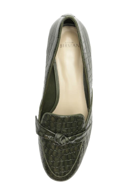 Shop Alexandre Birman Clarita Belgian Croc Embossed Loafer In Sage Leaf