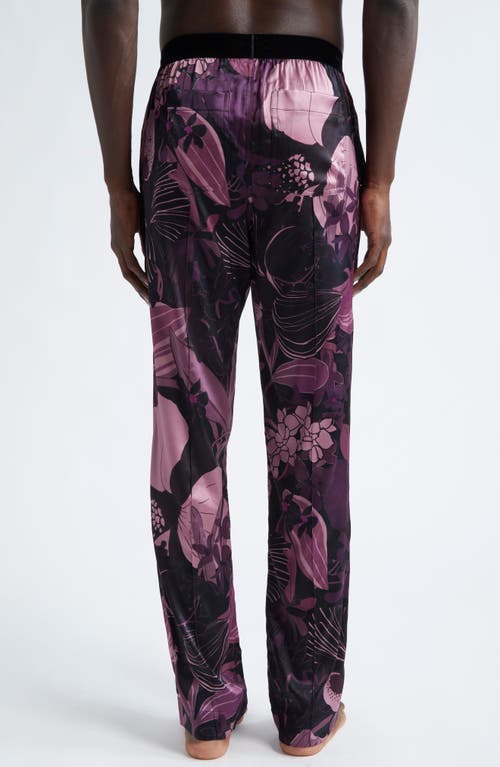 Shop Tom Ford Orchid Print Stretch Silk Pajama Pants In Rosa Scuro Fantasia