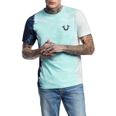 True Religion Brand Jeans Vertical Tie Dye T-Shirt, Blue