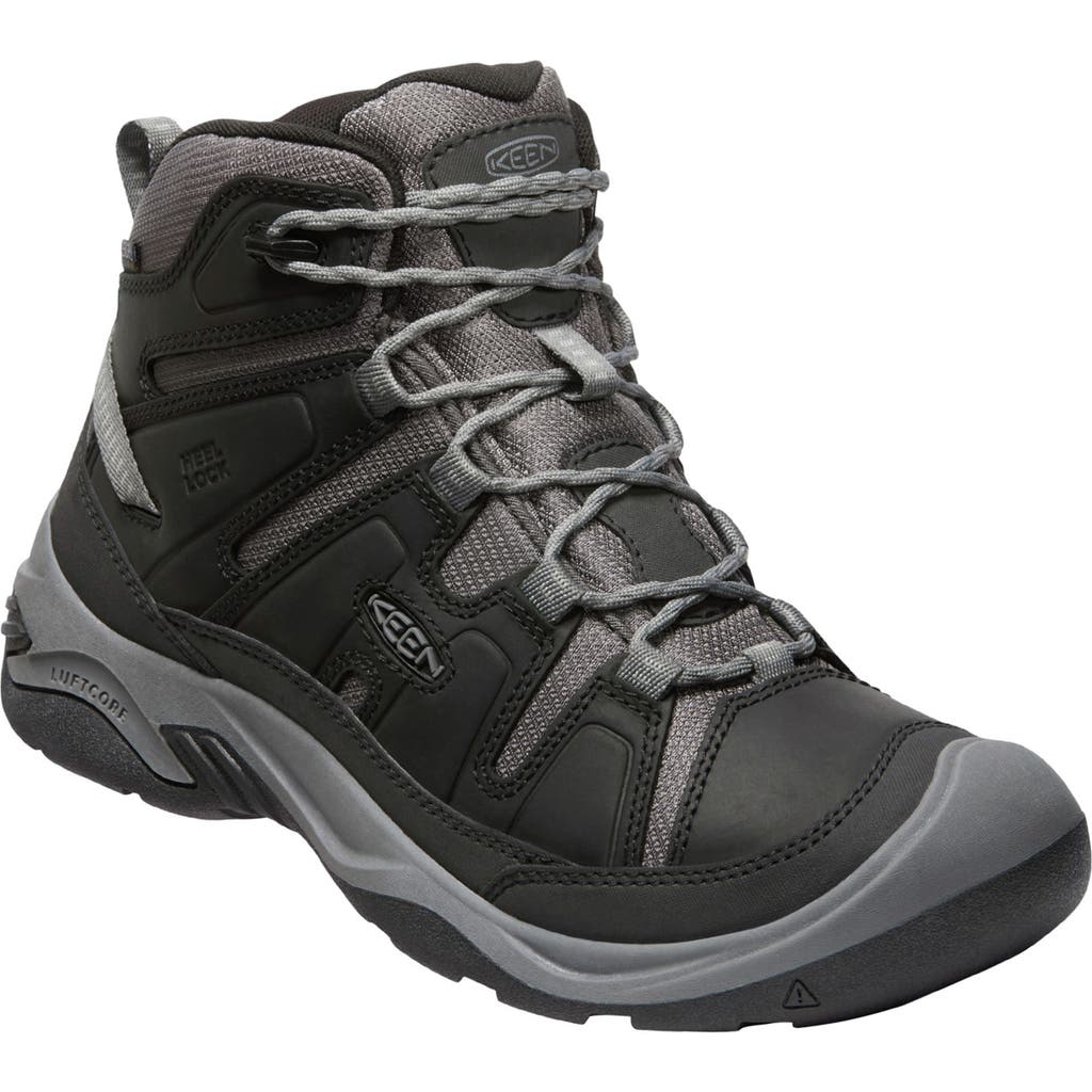 Keen Circadia Waterproof Mid Hiking Shoe In Black/steel Grey