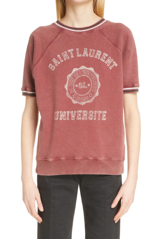 Université Short Sleeve Cotton Logo Graphic Sweatshirt in Pourpre Blanchi/Natu