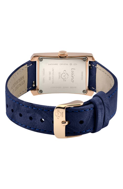 Gv2 Luino Diamond Embellished Leather Strap Watch, 23mm X 29mm In Blue