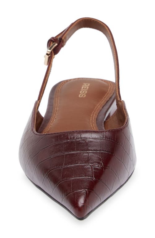 Shop Reiss Aubrey Croc Embossed Slingback Flat In Oxblood