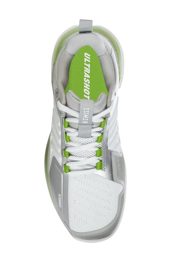 Shop K-swiss Ultrashot 3 Tennis Shoe In White/grey/silver/lime