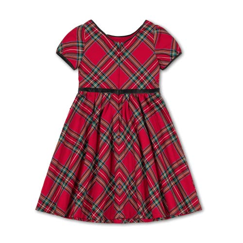 Shop Hope & Henry Baby Girls' Puff Sleeve Party Dress, Infant In Red Holiday Tartan