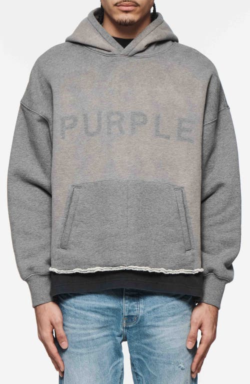 Shop Purple Brand Raw Hem Cotton Fleece Graphic Hoodie In Heather