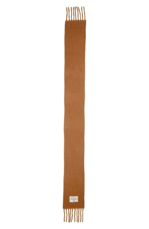 Shop Acne Studios Logo Label Alpaca & Wool Blend Fringe Scarf In Camel/beige
