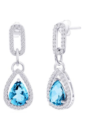 Shop Simona Tear Drop Earrings In Blue Topaz/white Topaz