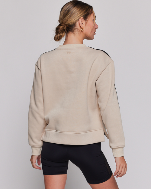 Shop Rebody Active Sideline Fleece Sweatshirt In Sand/black