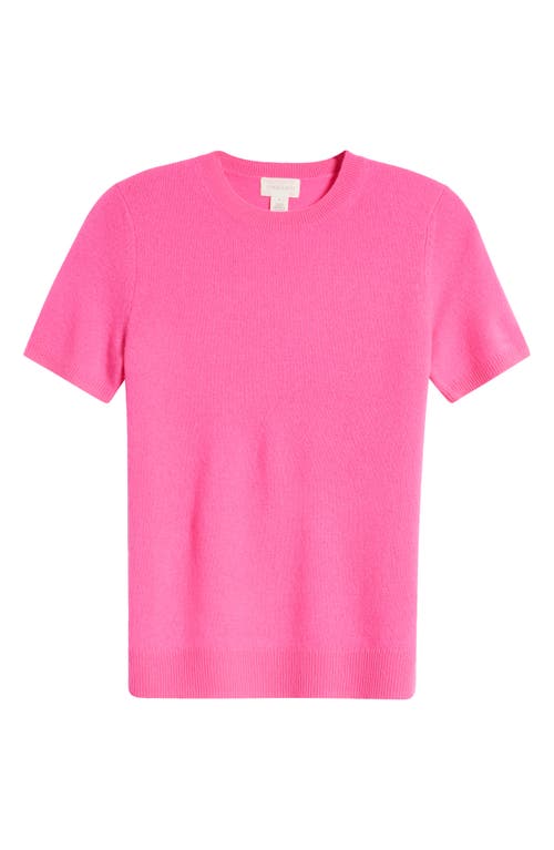 Shop Caslonr Caslon(r) Short Sleeve Wool & Cashmere Sweater In Pink Raspberry