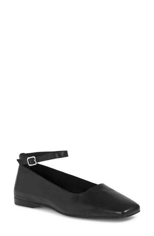 Vagabond Shoemakers Delia Ankle Strap Flat Black at Nordstrom,