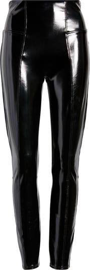 NWT SPANX Women's Petite Faux Leather Leopard Shine Shapewear Leggings Size  PM