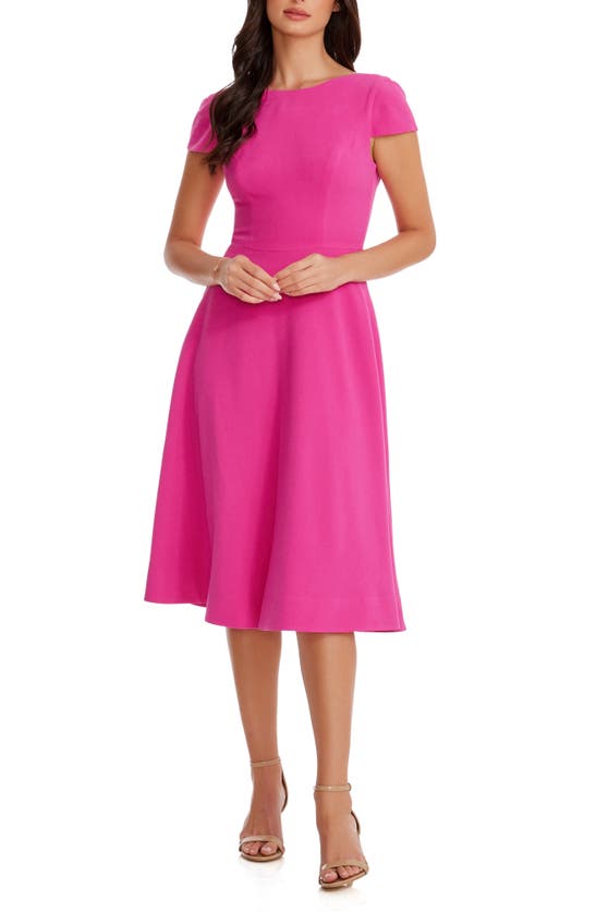 Dress The Population Livia Fit & Flare Dress In Bright Fuchsia