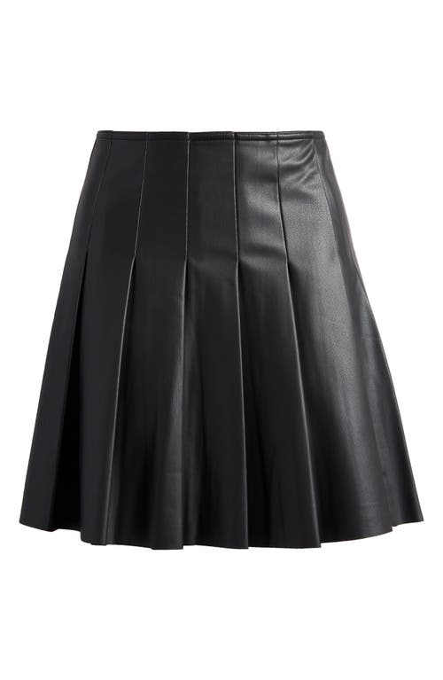 Shop Topshop Pleated Faux Leather Miniskirt In Black