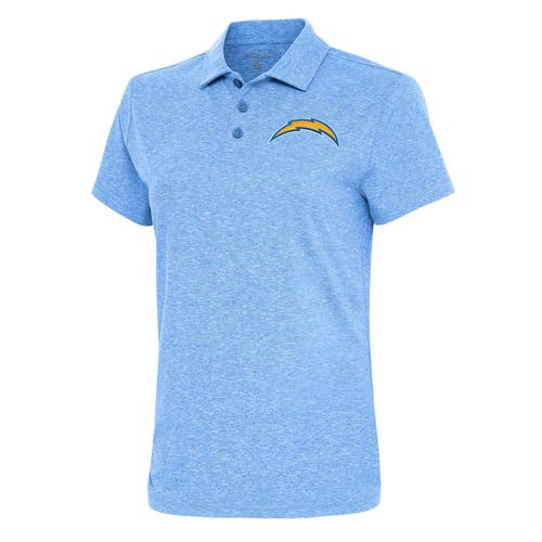 Women's Antigua Heather Powder Blue Los Angeles Chargers Motivated Polo