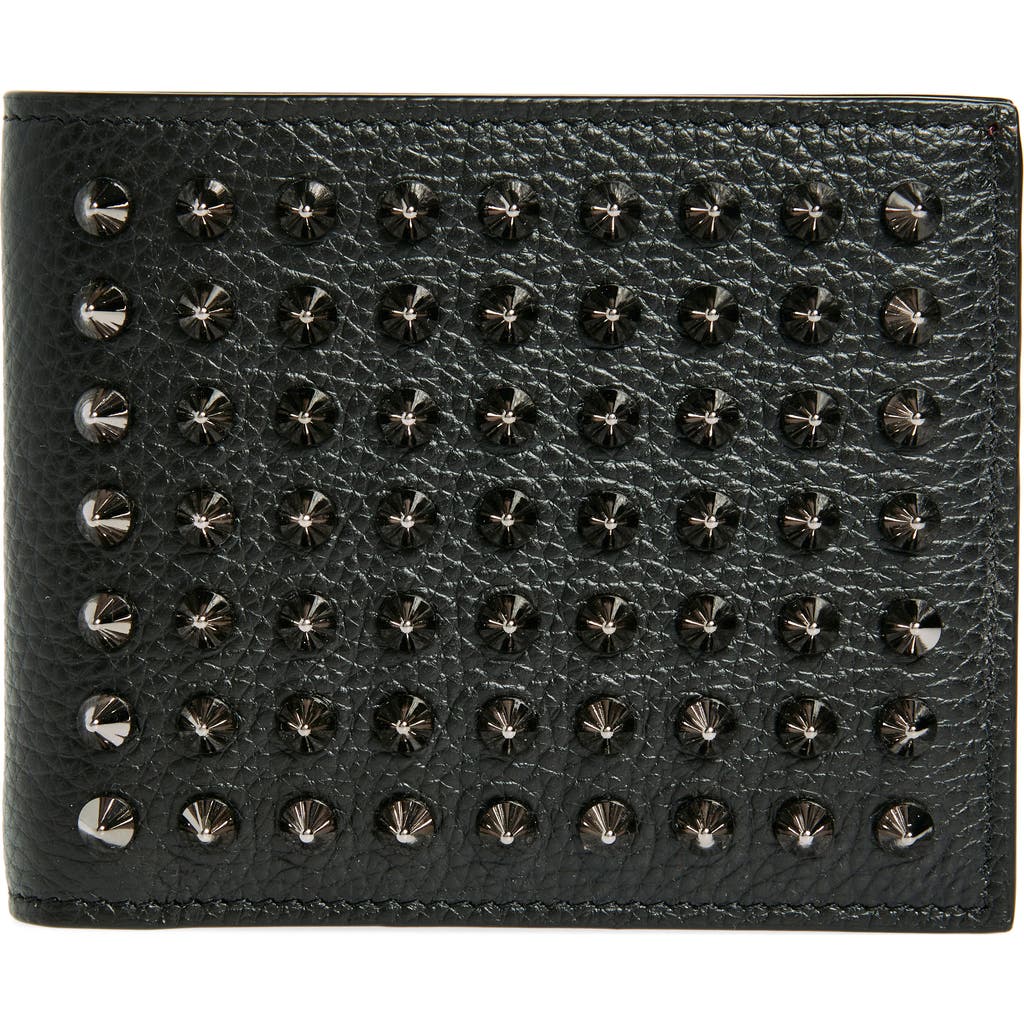 Christian Louboutin Funky Studded Leather Bifold Wallet In Black/gun Metal