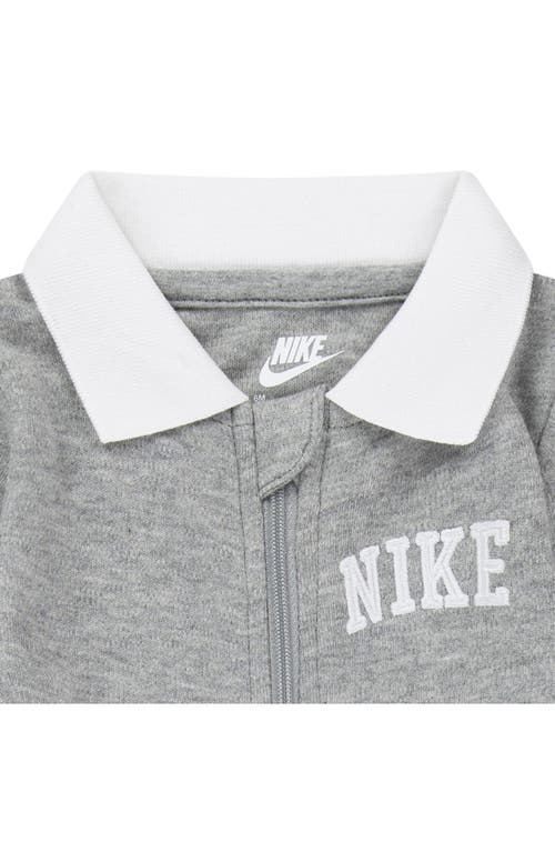 Shop Nike Sportswear Polo Cotton Romper In Dark Grey Heather