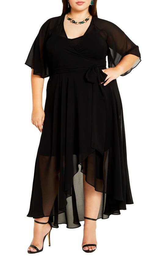 Shop City Chic Enthral Me Wrap Dress In Black