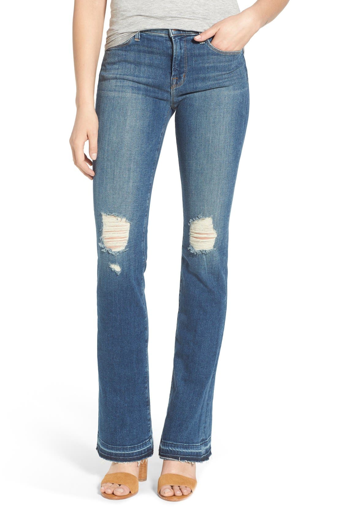 J Brand 'Brya' Mid Rise Shredded Bootcut Jeans (Breathless) Nordstrom